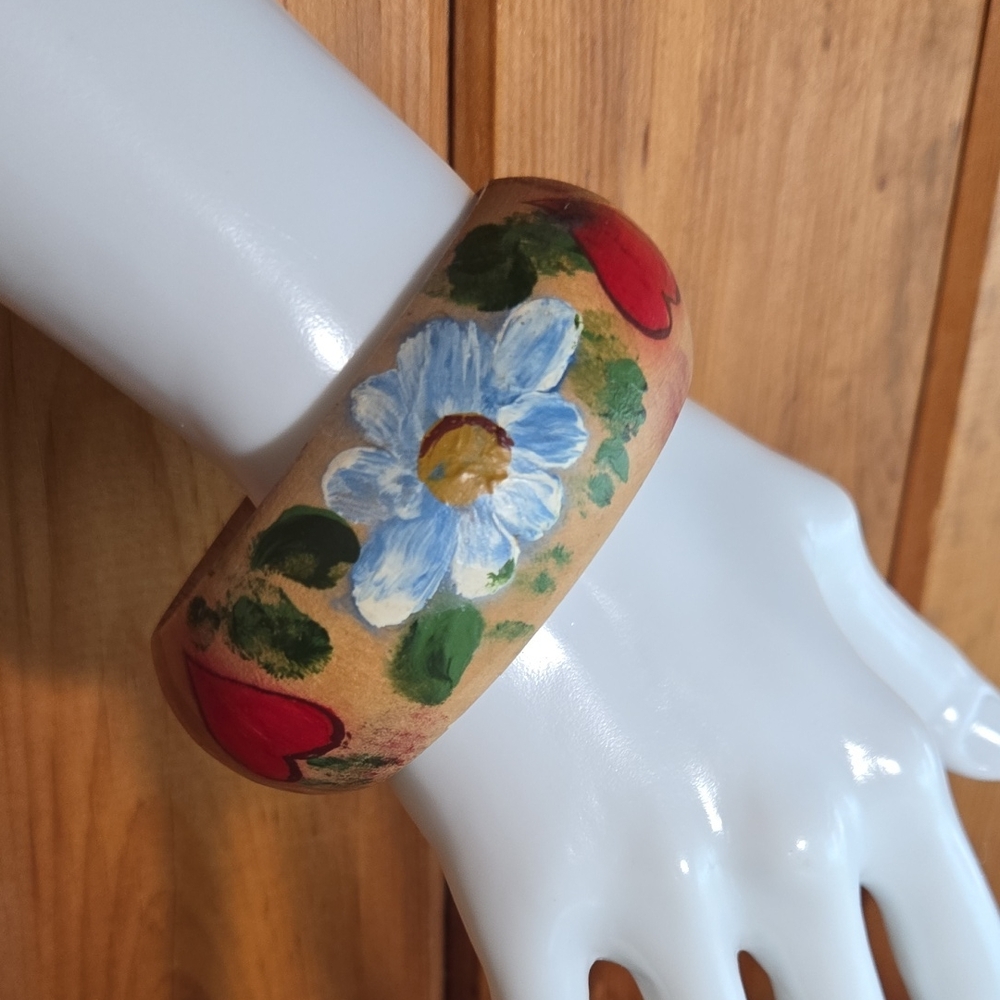 Hand Painted Wood Bangle Bracelet